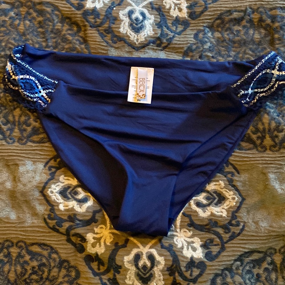 BECCA Tallulah Crochet Navy Bikini Bottoms M
